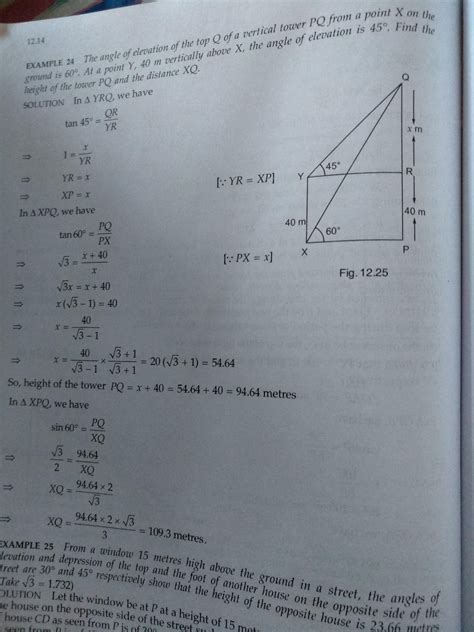 the angle of elevation of the top of a tower is observed to be 60 ...