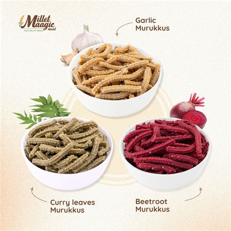 Millet Murukku - Fresh Veggie extract Combo (3 Packets) - 100g – Millet ...