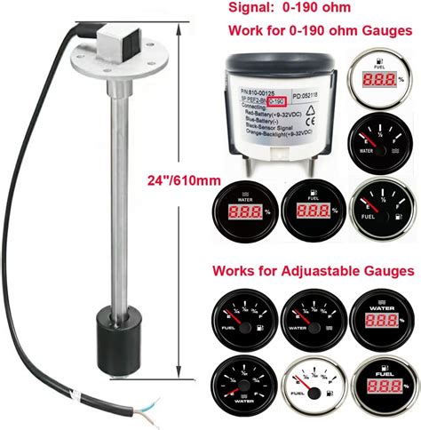 Buy SAMDO 0-190 ohm 24(610mm) Fuel Sending Unit Stainless Steel Fuel ...
