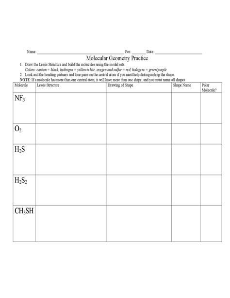 Image result for Molecular Geometry Practice Problems