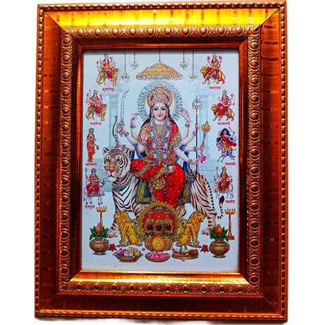 POSTER4FRAME durga maa/ambe/sherawali on tiger with 9 rup photo frame ...
