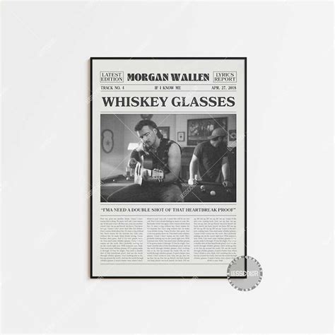 Morgan Wallen Retro Newspaper Print, Whiskey Glasses Poster, | Inspire ...