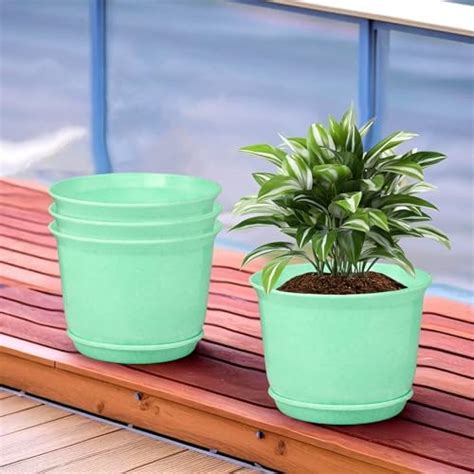Kuber Industries Pack of 4 Flower Pot with Bottom Tray | Flower Pot for ...