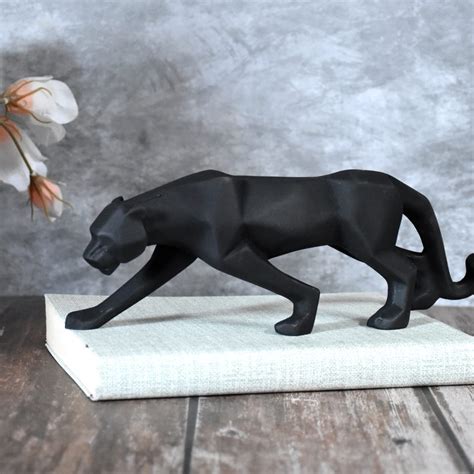 Buy DECZO Geometric Panther Statue for Home Office Desktop Decoration ...
