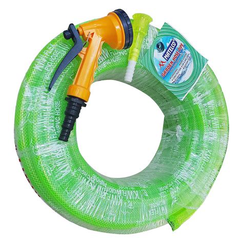 MATELCO HEAVY DUTY 3 LAYERED, BRAIDED WATER HOSE PIPE WITH SPRAY NOZZLE ...