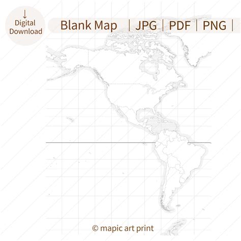 Blank Map of America Poster Download Map Printable Map / Black and White Map - Etsy