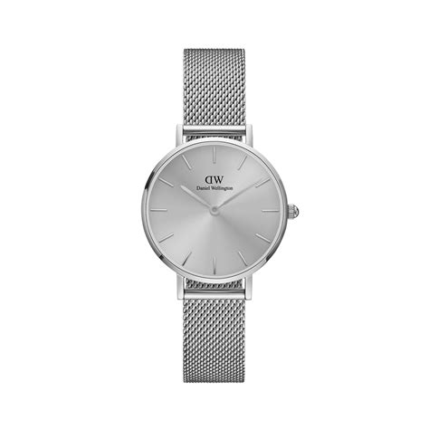 Petite Unitone - Silver watch with mesh strap 28mm | DW