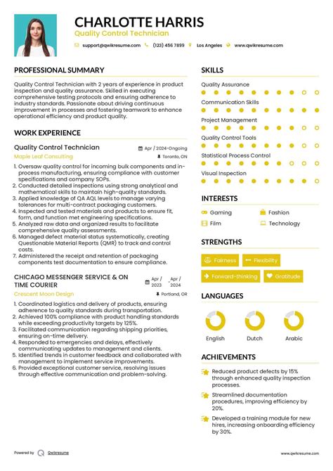 10+ Quality Control Technician Resume Samples & Templates for 2025