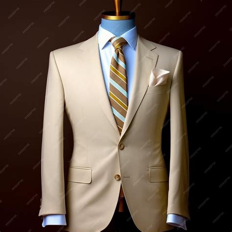 Arafed tan suit with a striped tie and a blue shirt generative ai ...