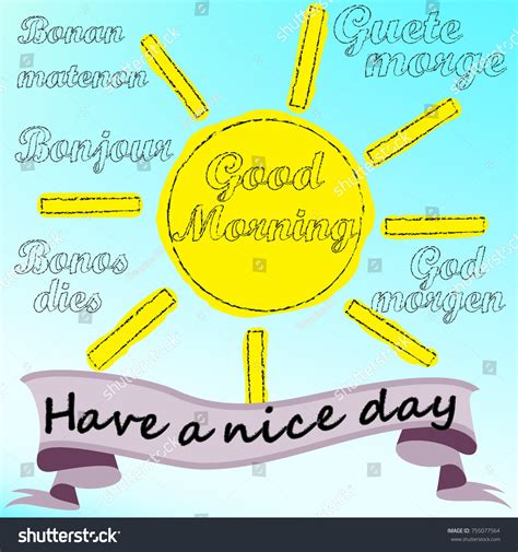 Good Morning Many Languages Education Nature Stock Vector (Royalty Free ...