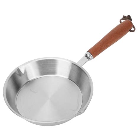 Stainless Steel Frying Pan With Wooden Handle, Non Stick Egg Pan Fry ...