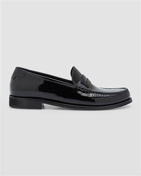 Alexander McQueen Men's Seal Logo Patent Leather Penny Loafers | Neiman ...