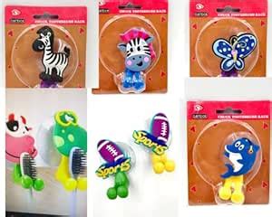Jumbura Cute Animal Shaped Jungle Theme Sucker Toothbrush Holder Rack ...
