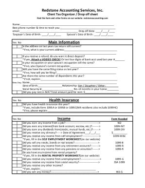 MA Redstone Accounting Services Client Tax Organizer/Drop Off Sheet ...