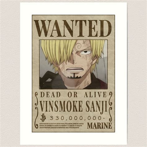 "Vinsmoke Sanji Wanted poster one piece bounty (2023 updated price ...