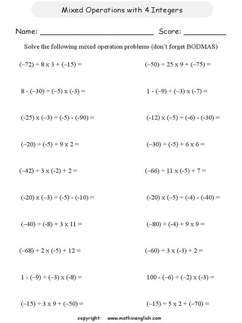 Image result for Four Operations with Integers