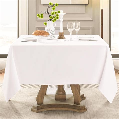 Amazon.com: Aocoz Square Tablecloth 52 x 52 Inch White Tablecloths ...