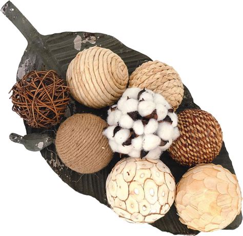 idyllic Decorative Balls for Bowls Natural Wicker 3" Dia Rattan Woven ...