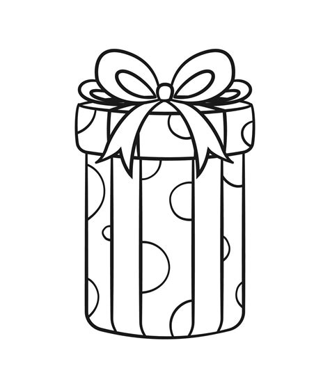 Round gift box with polka dots and bow cartoon. Christmas or birthday present illustration ...