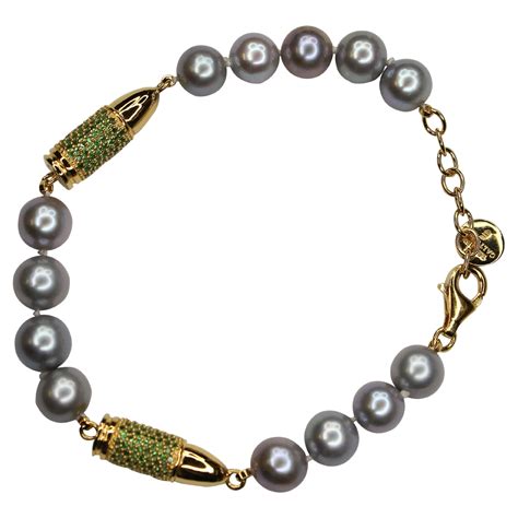 Green Jungle Bullet Pearl Bracelet For Sale at 1stDibs