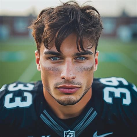 AI generated Handsome football player posing looking at the camera ...