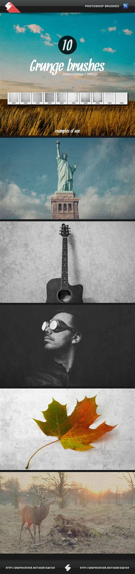 10 Grunge Overlay Brushes - Photoshop Brushes | Photoshop brushes, Photoshop, Grunge