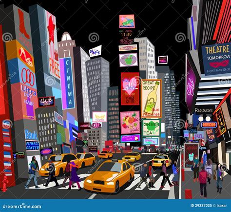 Straat in De Stad Van New York Vector Illustratie - Illustration of ...