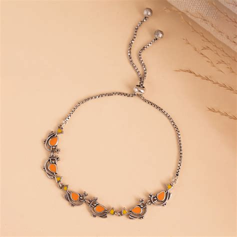 Madhubani Vihang Vibes Oxidised Enamel Bracelet – VOYLLA