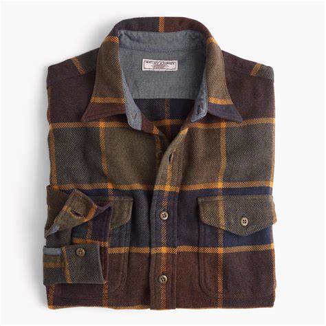 J.Crew Wallace & Barnes Heavyweight Flannel Shirt In Brown Plaid for ...