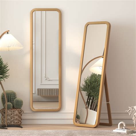 LVSOMT 63"×18" Wooden Full Length Mirror, Full Body Mirror, Standing ...