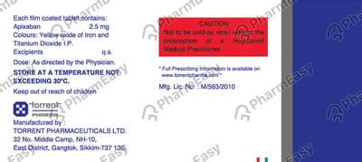 Apixator 2.5 MG Tablet (10): Uses, Side Effects, Price & Dosage | PharmEasy