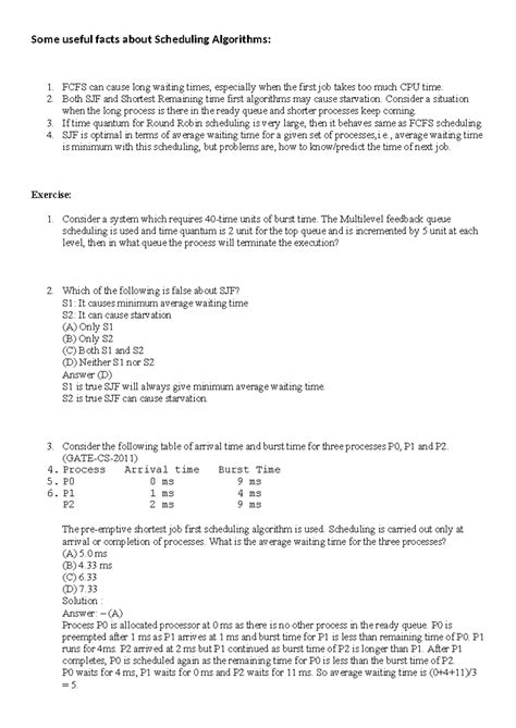 CPU Scheduling Numerical Practice SET - Some useful facts about ...