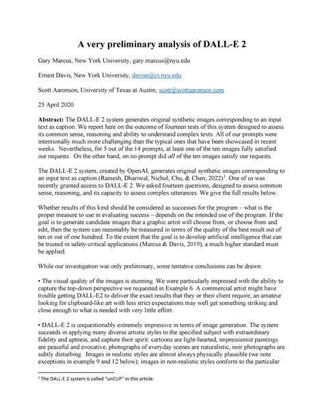 A very preliminary analysis of DALL-E 2 - nyu Scott Aaronson ...