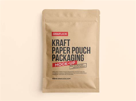 Free Kraft Paper Pouch / Sachet Mockup PSD - Free Package Mockup