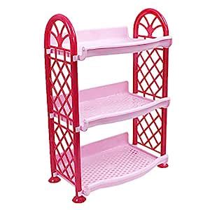 Kuber Industries Plastic 3 Layer Multipurpose Storage Rack (Pink ...