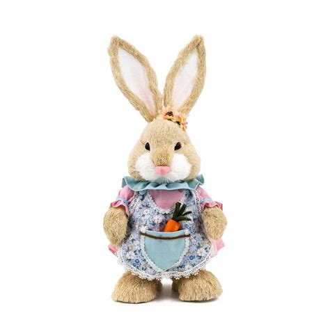 270-6697 Rabbit Girl in Pink and Blue Dress Easter Decoration ...