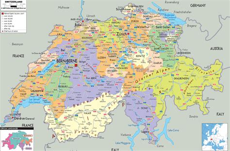 Maps of Switzerland | Detailed map of Switzerland in English | Tourist map of Switzerland | Road ...
