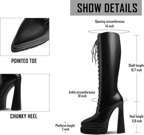 Buy Erocalli Platform Knee High Boots for Women Lace Up Platform Boots ...