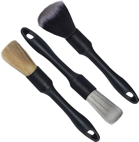 3 Pieces Boars Hair Ultra Soft Car Detail Brushes Auto Detailing Brush ...