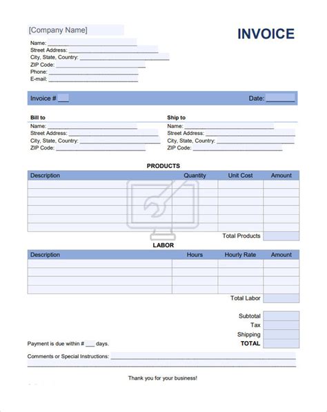 Computer Service Invoice Template 的图像结果