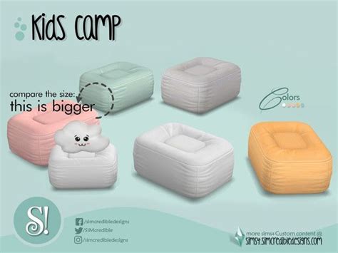 SIMcredible!'s Kids Camping pouf | Sims 4 children, Sims 4 collections ...