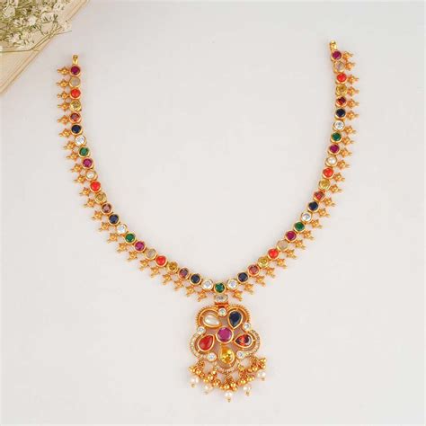 Gold Plated Navaratna Jewellery Online | 92.5 Gold Plated Silver ...