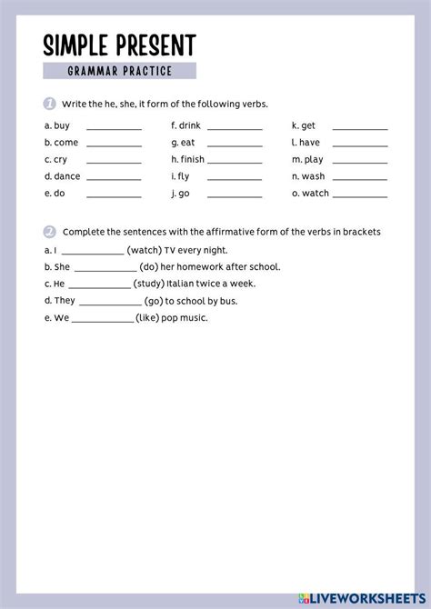 Image result for Live Worksheets Present Simple