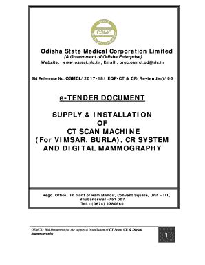 Fillable Online e-TENDER DOCUMENT SUPPLY & INSTALLATION OF CT SCAN ...