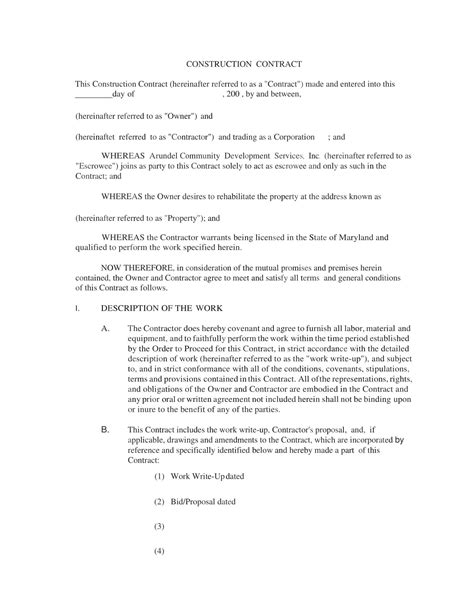 Free Printable Construction Contract Templates [PDF & Word] Sample
