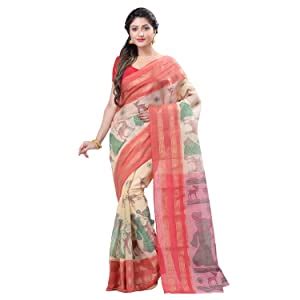 dB DESH BIDESH Women's Shakuntala Design Printed Tant Handloom Pure ...