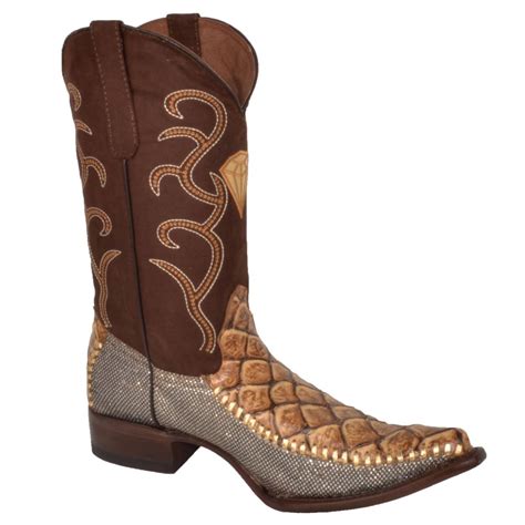 Botas de Pescado Pirarucu Grabado Horma 3X Aladino Color Arena ...