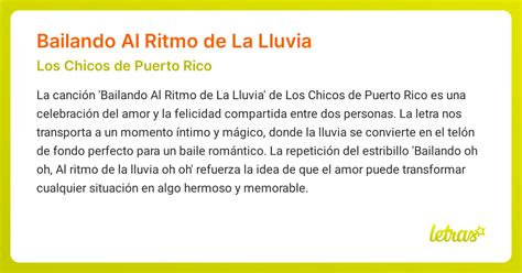 Significado de la canción BAILANDO AL RITMO DE LA LLUVIA (Los Chicos de ...