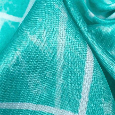 Electric Blue And White Geometric Pattern Digital Print Crepe Silk Fab ...
