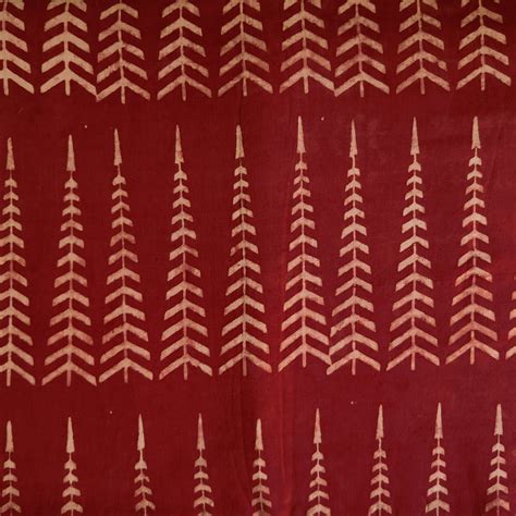 Pure Cotton Ajrak Rust With Cream Long Cypress Tree Hand Block Print F ...